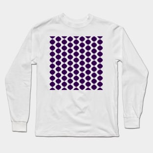 Mid Century Modern Retro 60s Waves Pattern  (Violet Darker) Long Sleeve T-Shirt